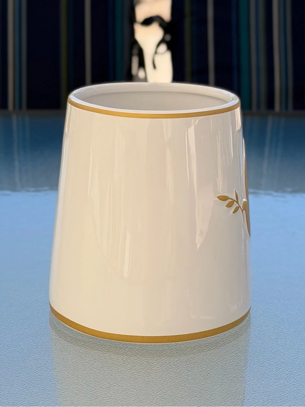 FTD White and Gold Ceramic Dove Round Vase/Planter